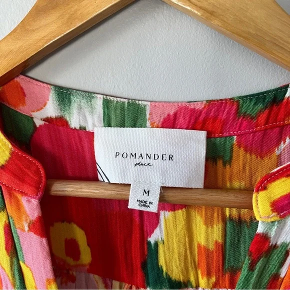 Pomander Place Magnolia watercolor sleeveless Kenzo dress tiered size M - Picture 5 of 7